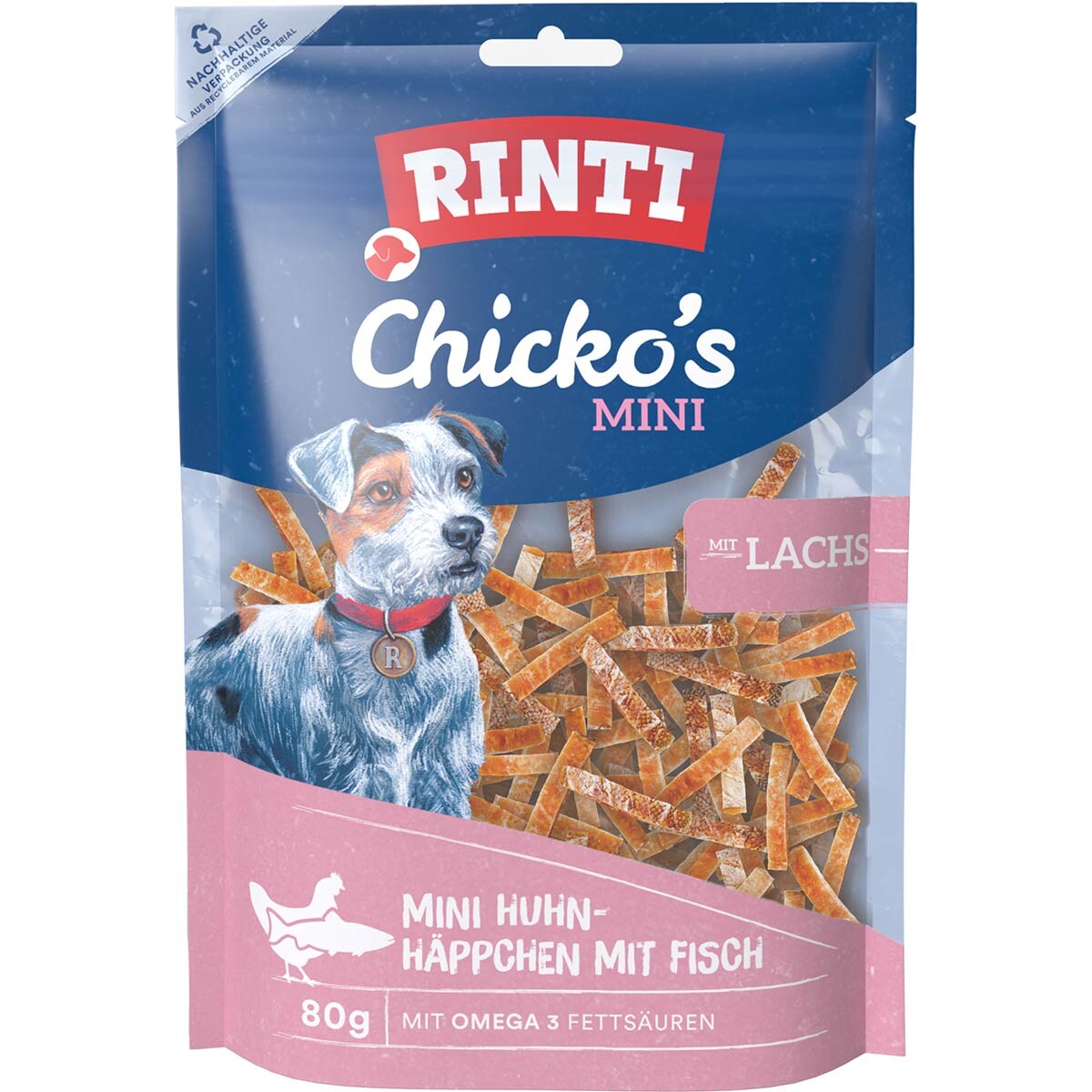 RINTI Chicko Mini kousky s lososem 6 × 80 g