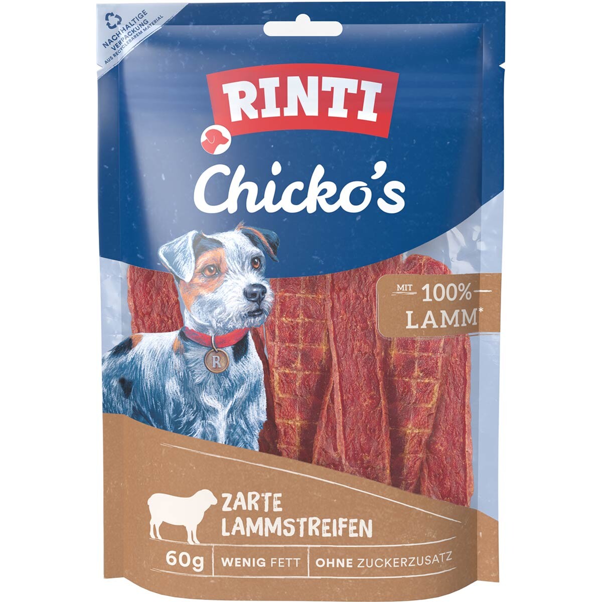 Rinti Extra Chicko 100% s jehněčím masem 6 × 60 g