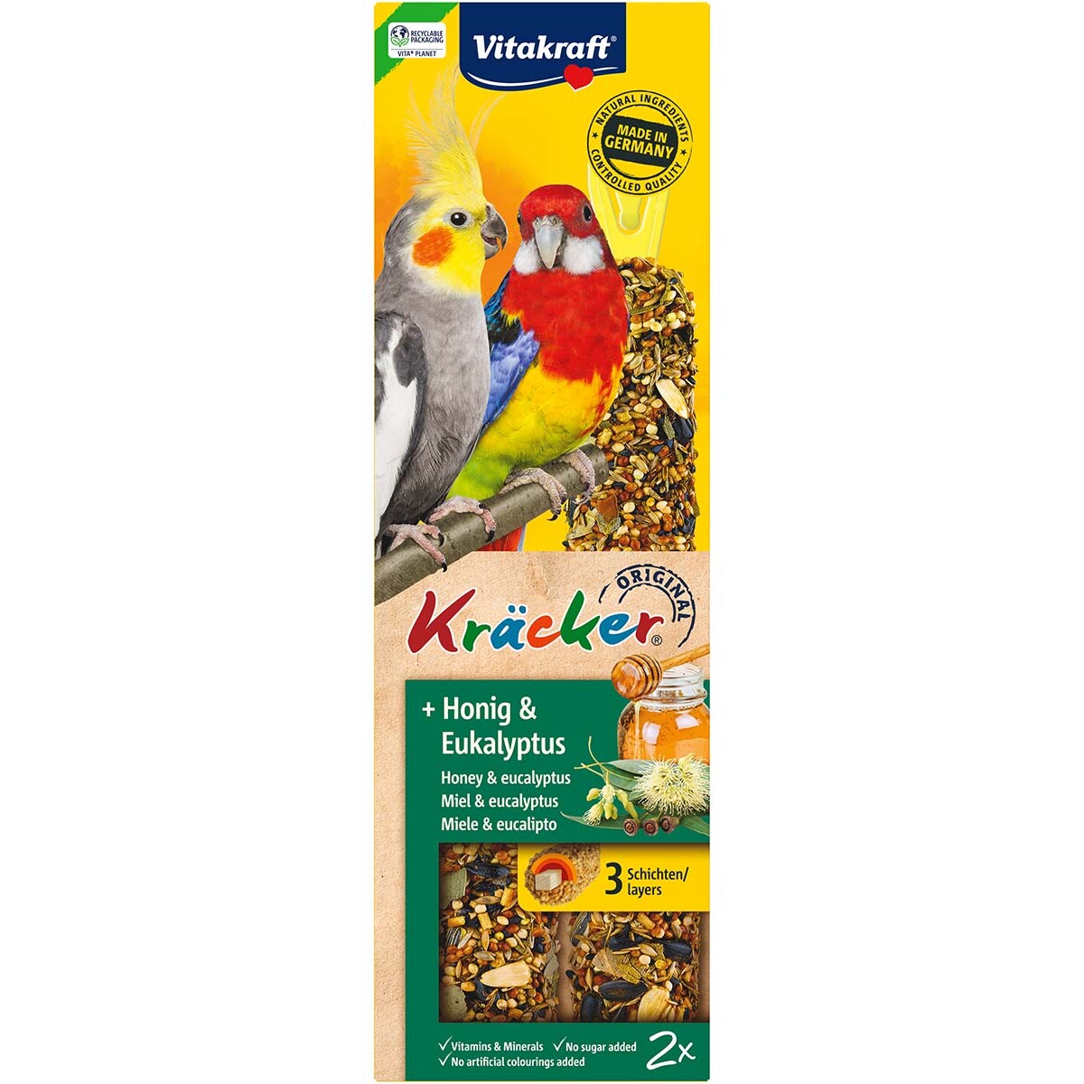 Vitakraft krekry med/eukalyptus pro velké papoušky 4× 2 ks