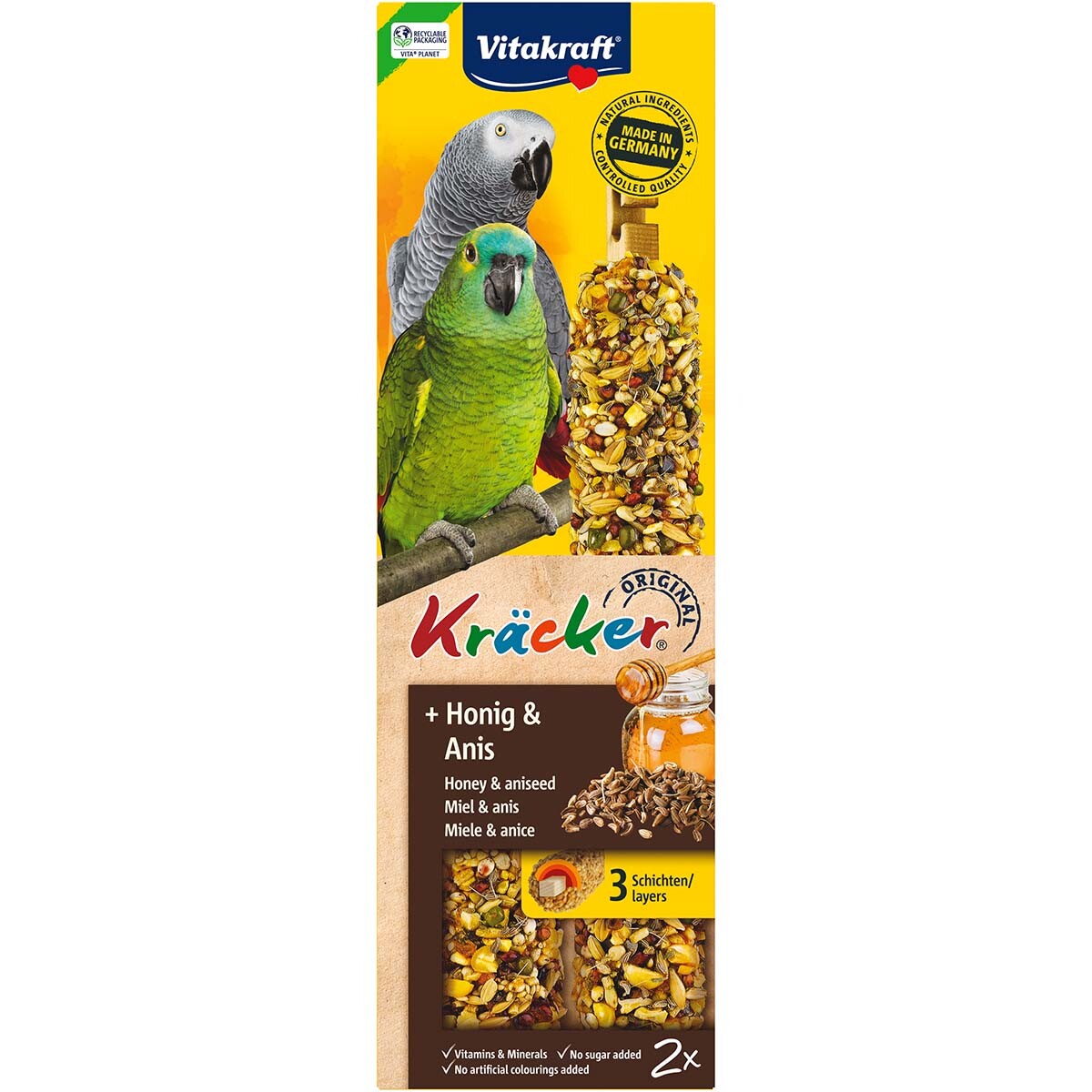 Vitakraft krekry med/anýz pro papoušky 4× 2 ks