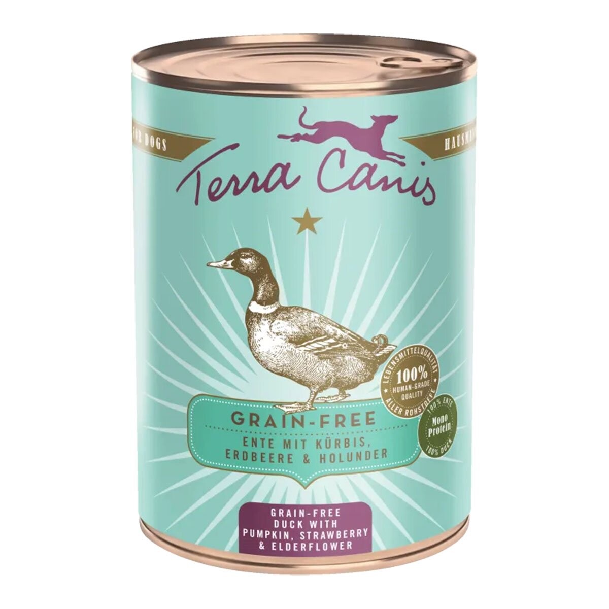 Krmivo Terra Canis bez obilovin s kachním masem, dýní, jahodami a černým bezem 6x400g