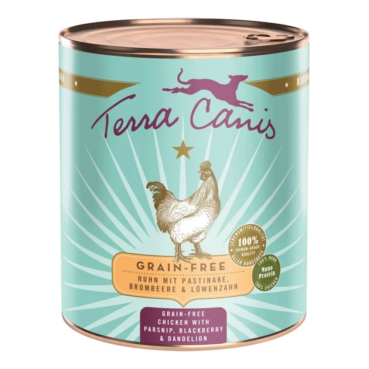 Terra Canis bez obilovin s kuřecím masem, pastinákem, ostružinami a pampeliškou 12x800g