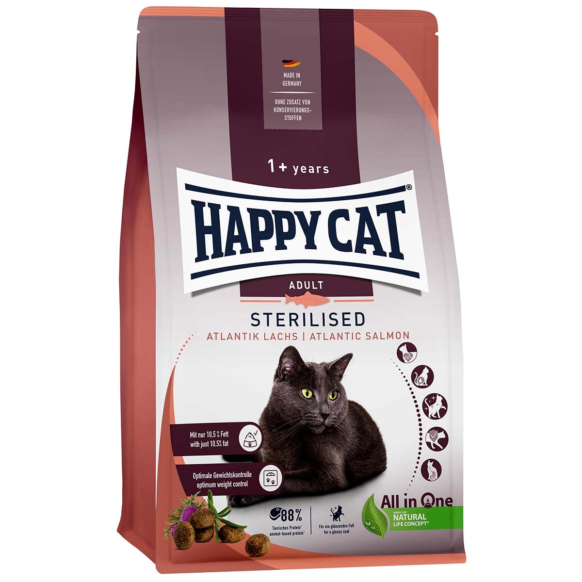 Happy Cat Sterilised Adult atlantský losos 2 × 10 kg