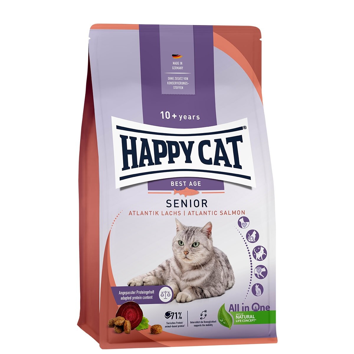 Happy Cat Senior atlantský losos 3 × 4 kg