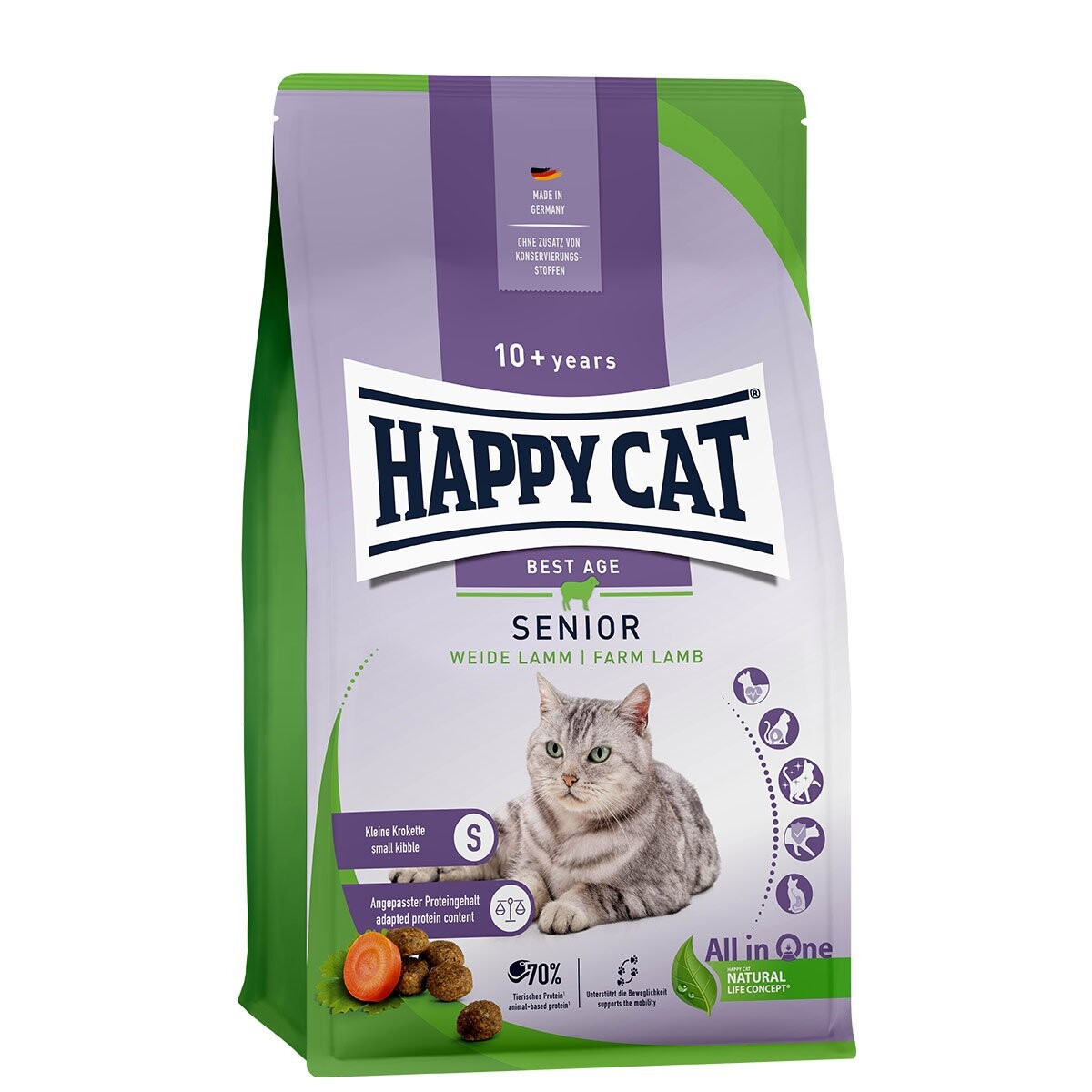 Happy Cat Senior jehněčí z pastvin 3 × 4 kg