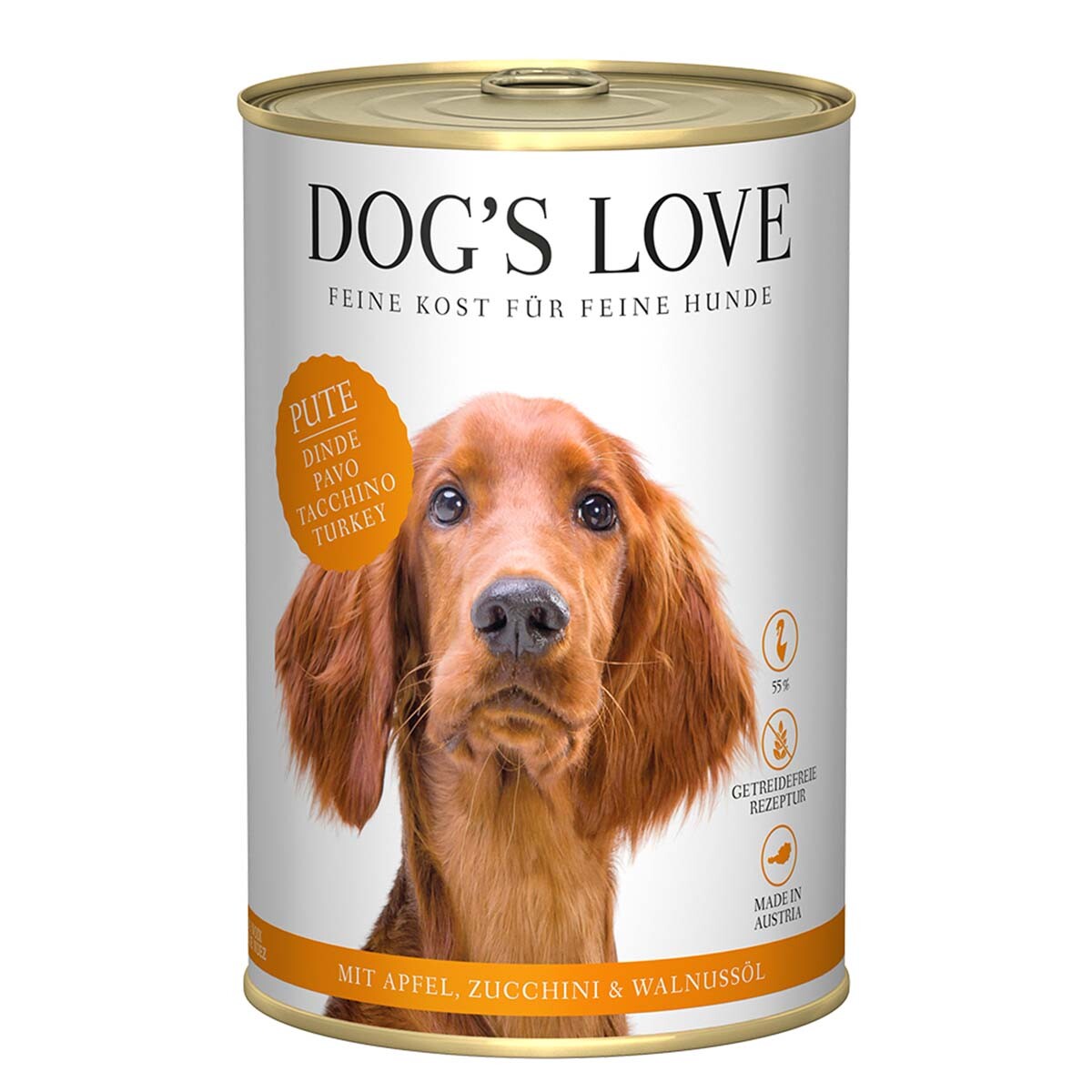 Dog's Love Classic krůtí maso s jablkem, cuketou a olejem z vlašských ořechů 12x400g