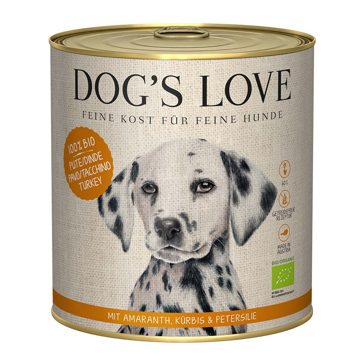 Dog's Love Bio krůtí maso s amarantem, dýní a petrželkou 12x800g
