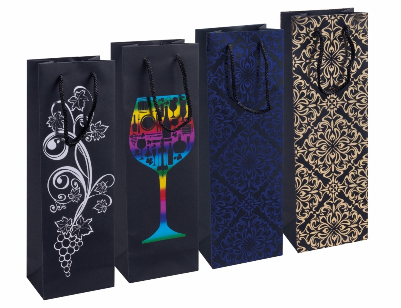 Donau Dárková taška - na víno, 12 x 35,5 x 8 cm, mix vzorů, 1 ks
