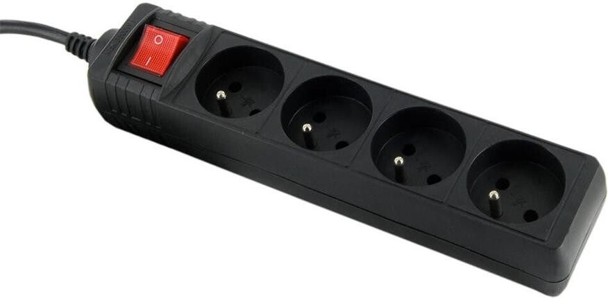 WE Přepěťová ochrana 4 zásuvky 3m Black