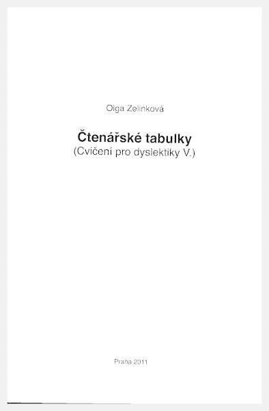 Čtenářské tabulky - Cvičení pro dyslektiky V. Dys