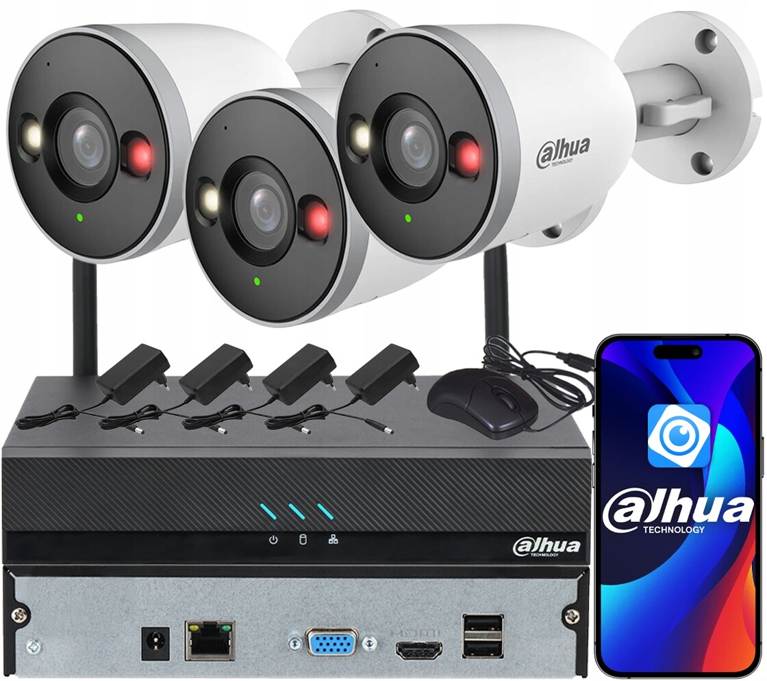 Monitorování na 3 kamery Dahua 5MPx IPC-F5DP-IL Smart Dual Light Audio