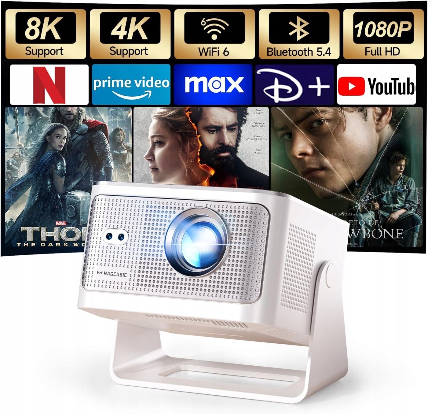 Magcubic HY350MAX Mini Projektor 1080P 4K 8K Android 14 WiFi 6 Autofokus