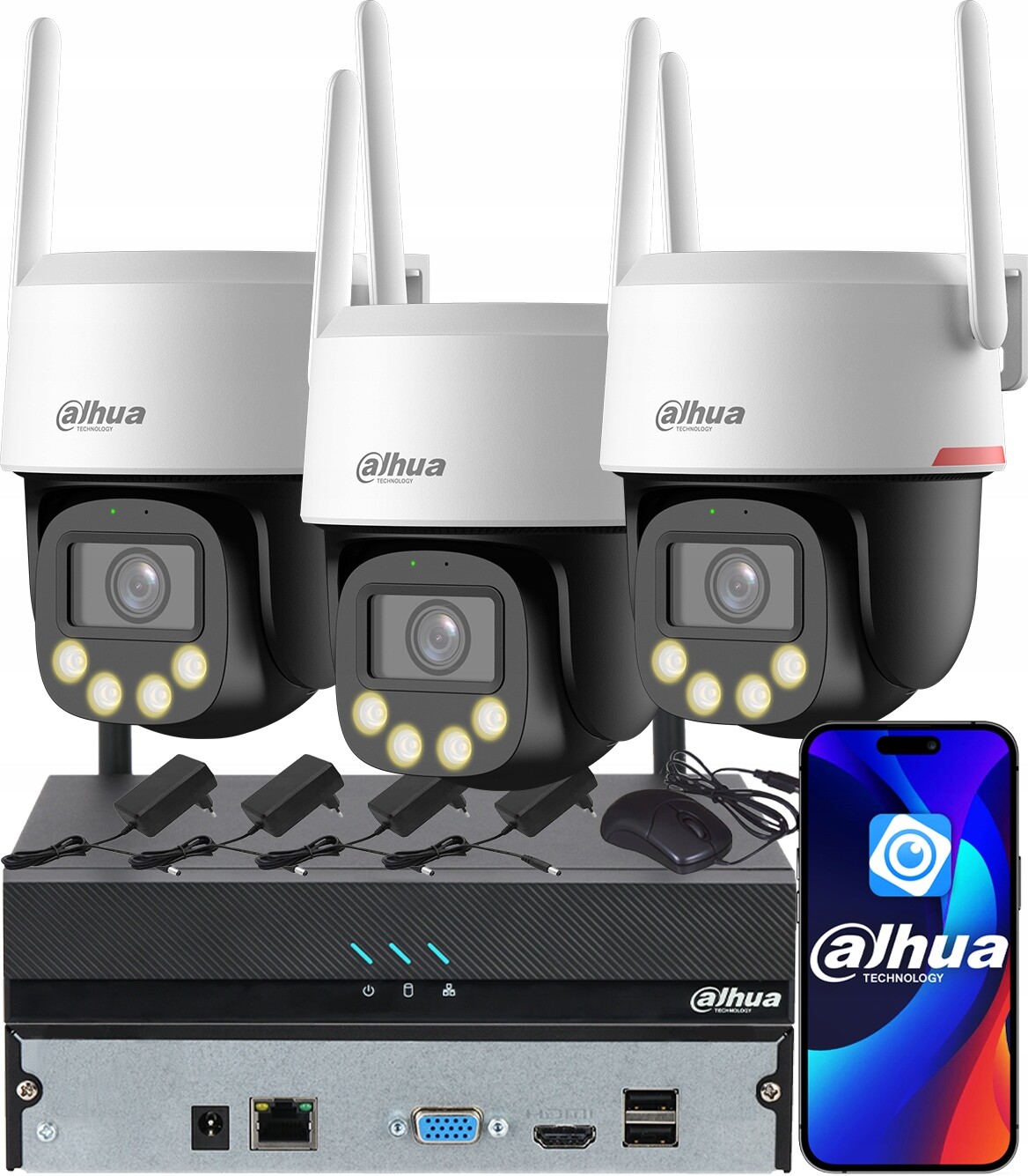 Monitorování Dahua 3x P5F-PV-PRO WizColor Venkovní Led Ai kamera WiFi 5MPx