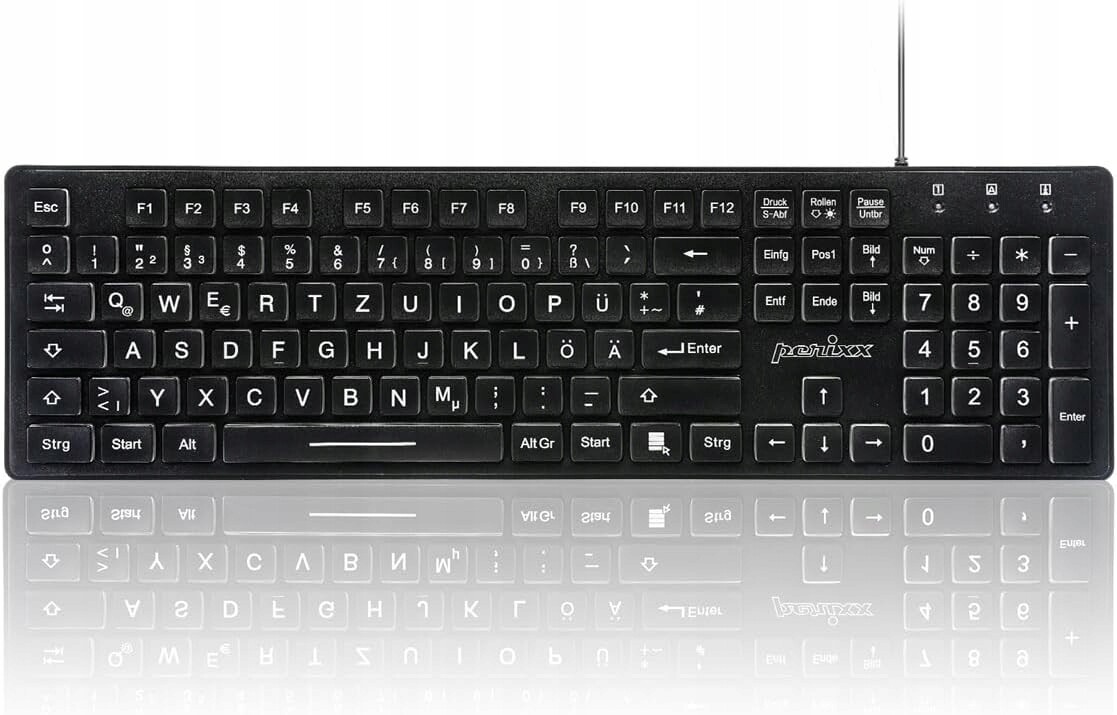 Perixx Periboard-317 drátová klávesnice bílá Led Qwertz velká písmena