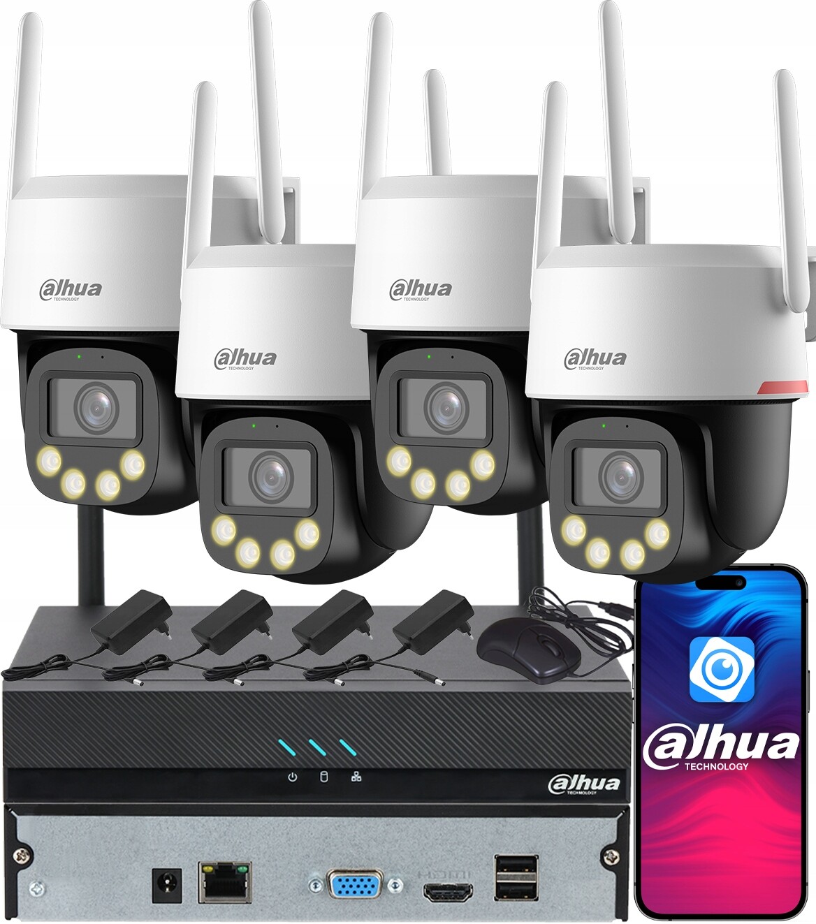 Monitorování Dahua 4x WiFi kamera 5MPx P5F-PV-PRO WizColor Venkovní Led Ai