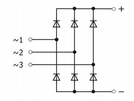 Třífázový můstek 1,6 kV 25A DBI20-12B (1 Ks)