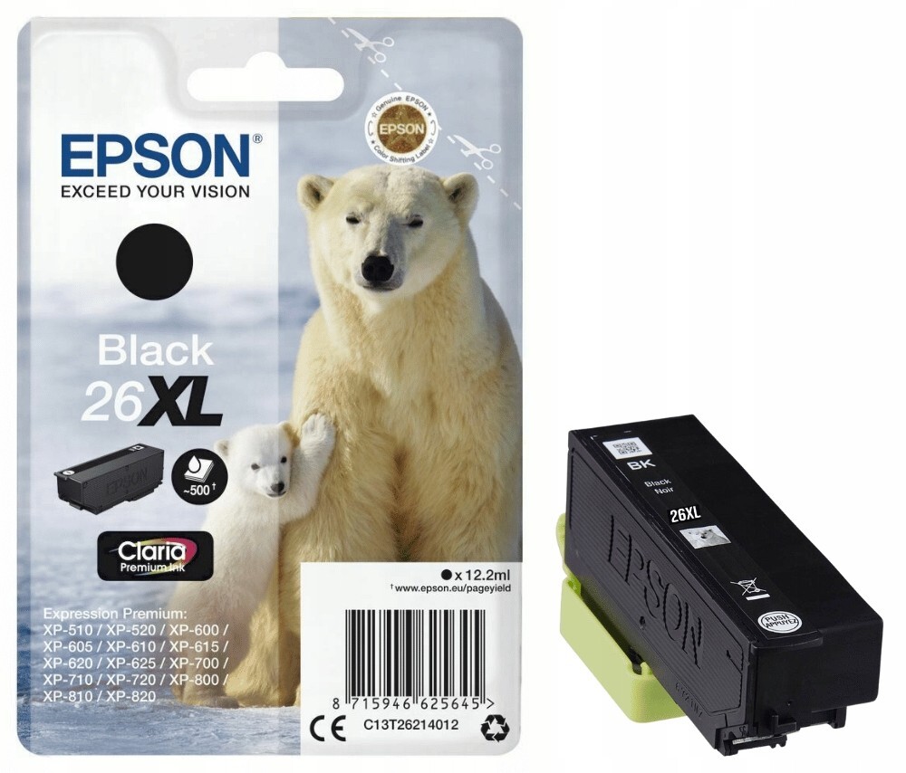 Epson 26XL Black C13T26214012 – Originální černý inkoust 500 stran