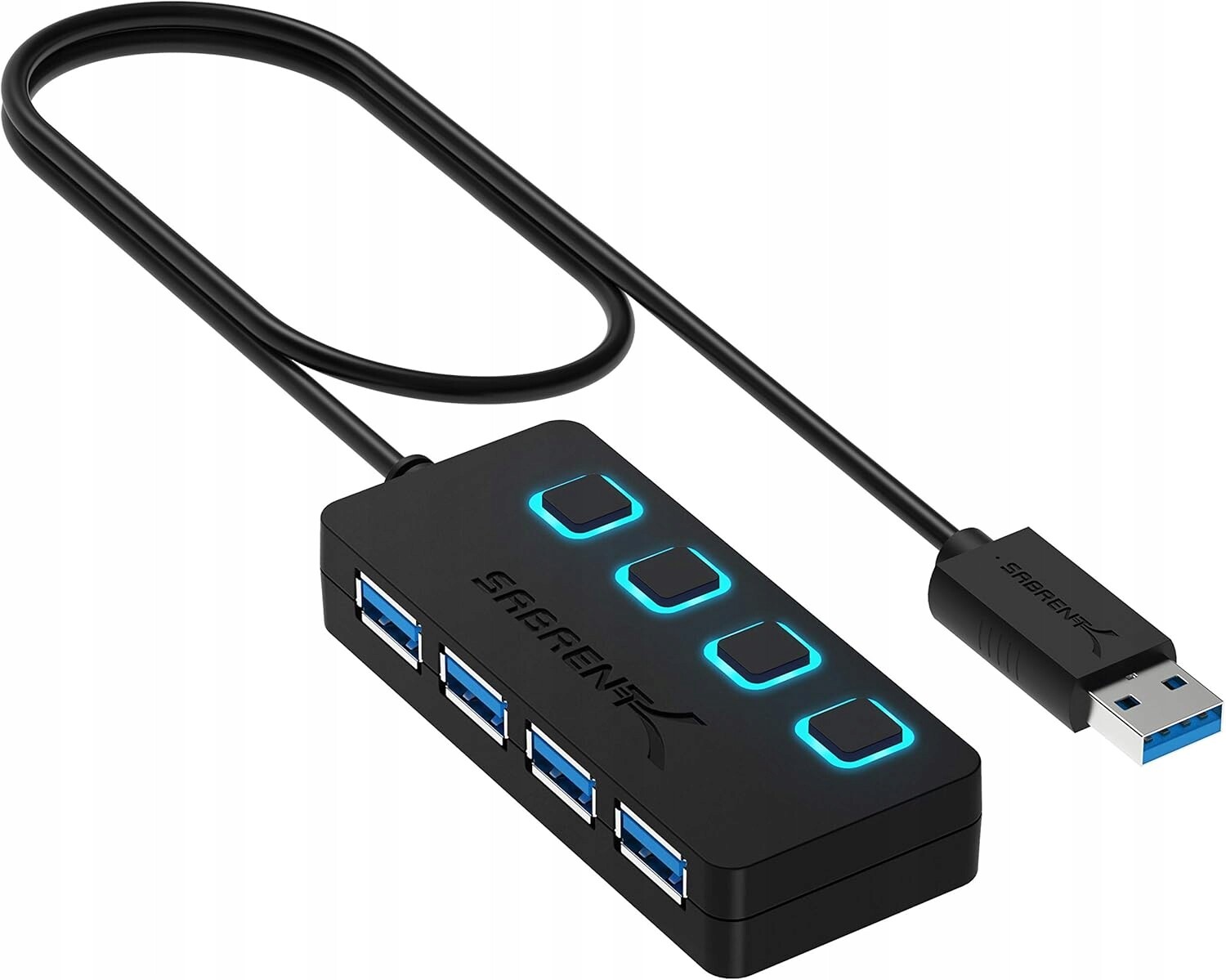 Sabrent Rozbočovač Usb 3.0 4 Porty 5Gbps Nezávislé přepínače HB-UM43