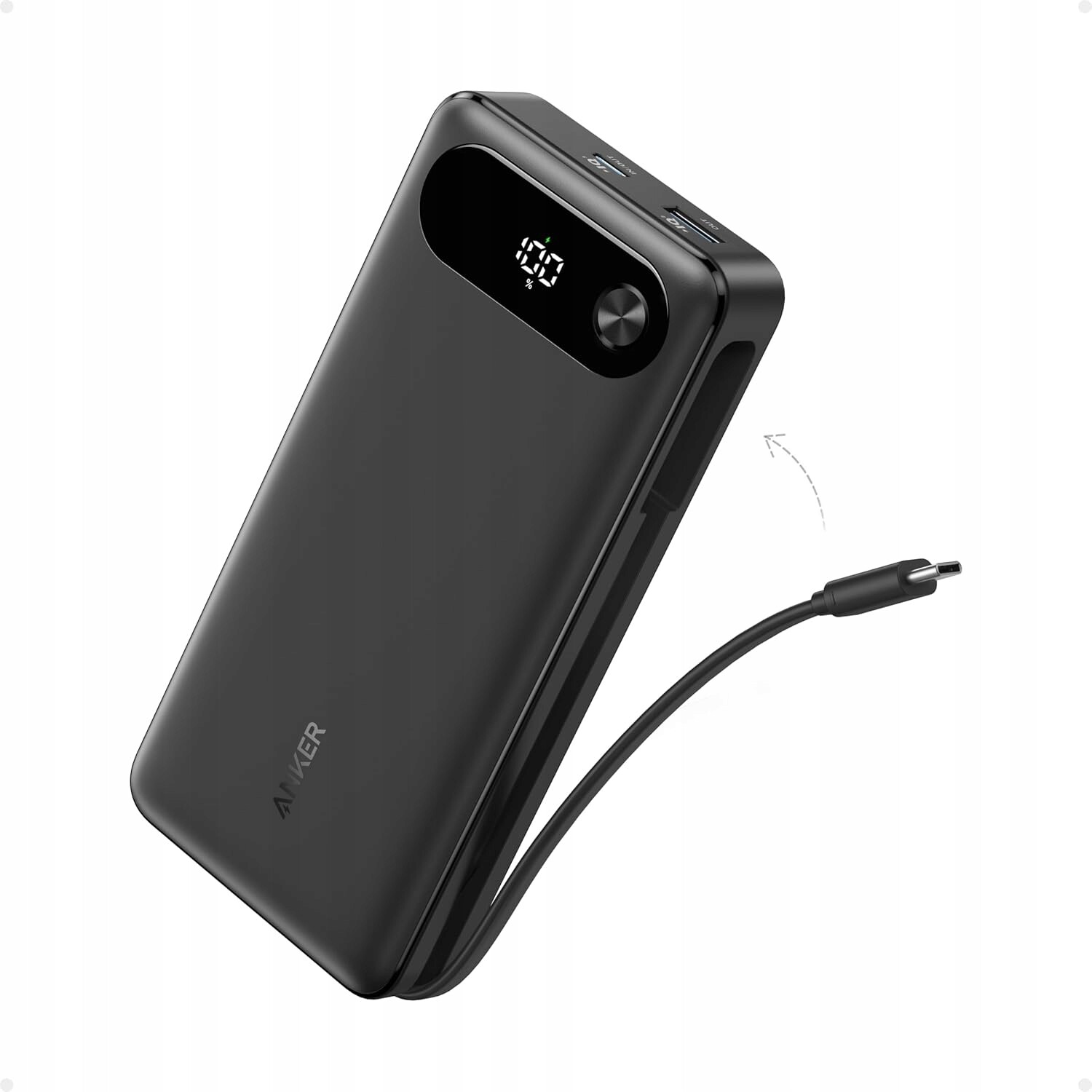 Anker Powerbanka 20000mAh 87W Vestavěný kabel Usb-c 3 porty Černá