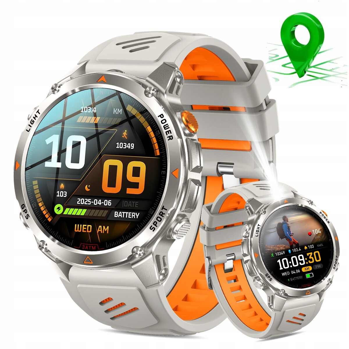 Chytré hodinky Gps, sportovní outdoorové chytré hodinky s vodotěsností 30 m