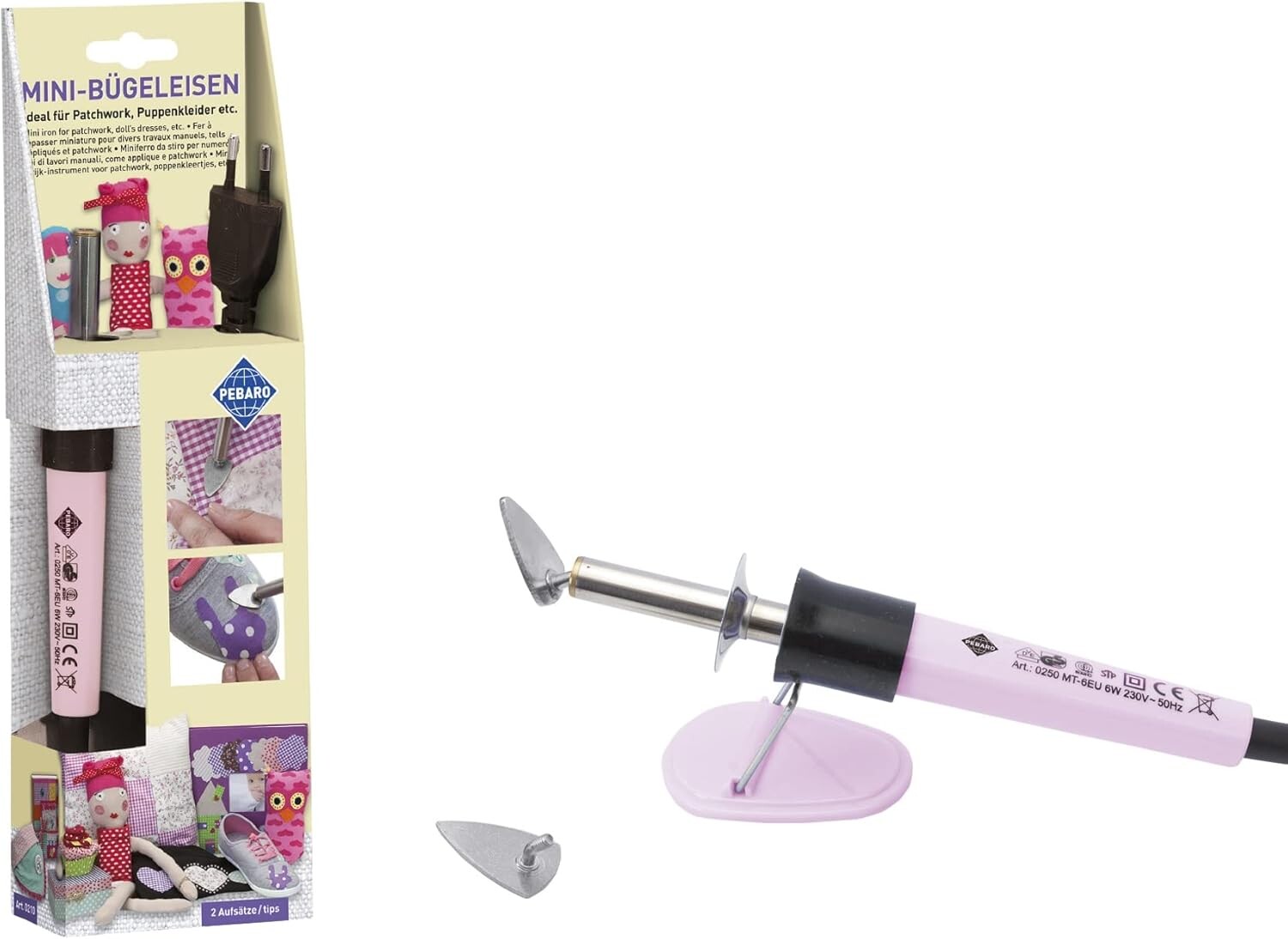 Pebaro 0210 mini žehlička 2 nástavce patchwork žehlení materiál