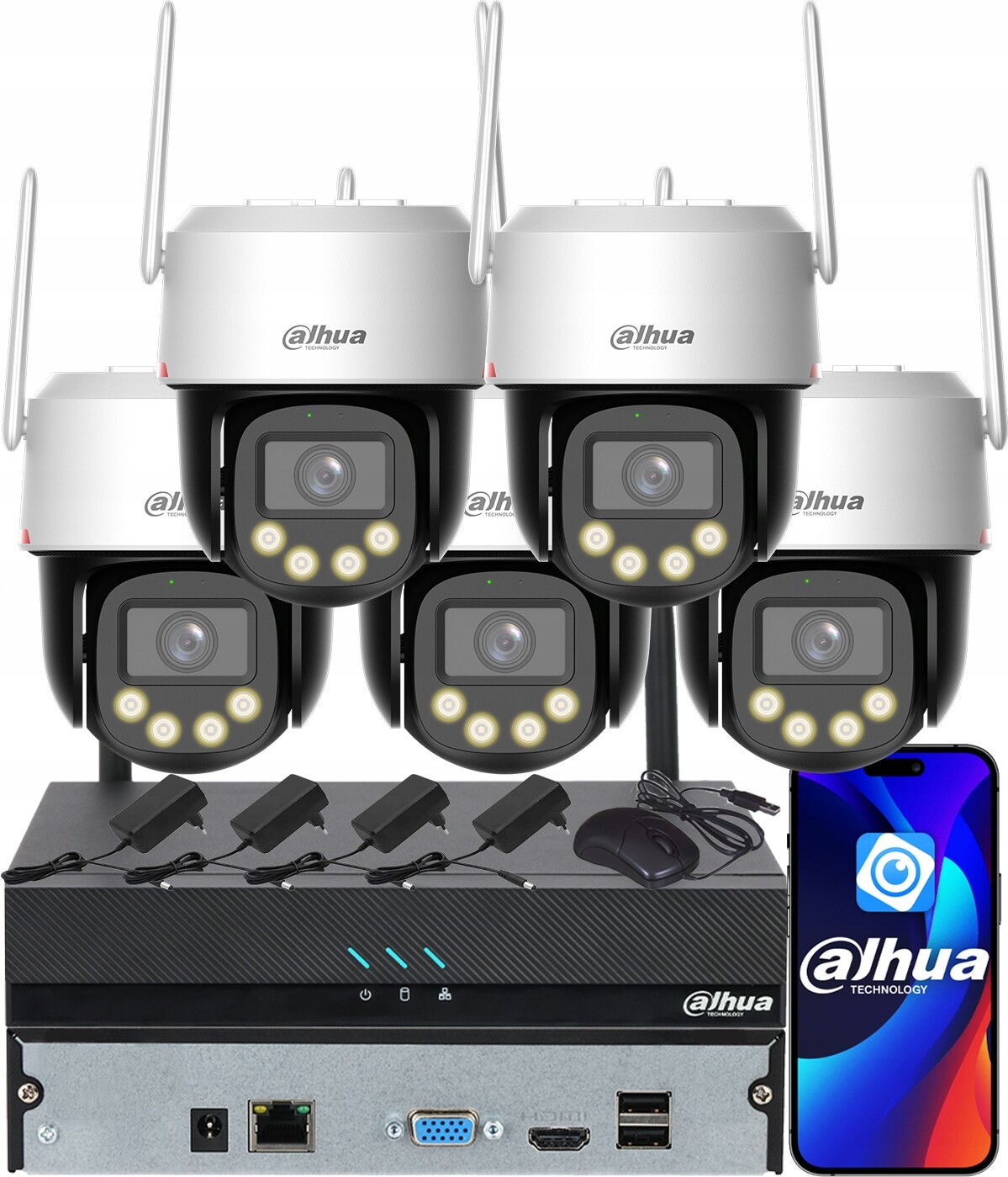 Monitorovací sada 5 kamer P5F-PV-PRO WizColor Led Ai WiFi 5MPx Dahua