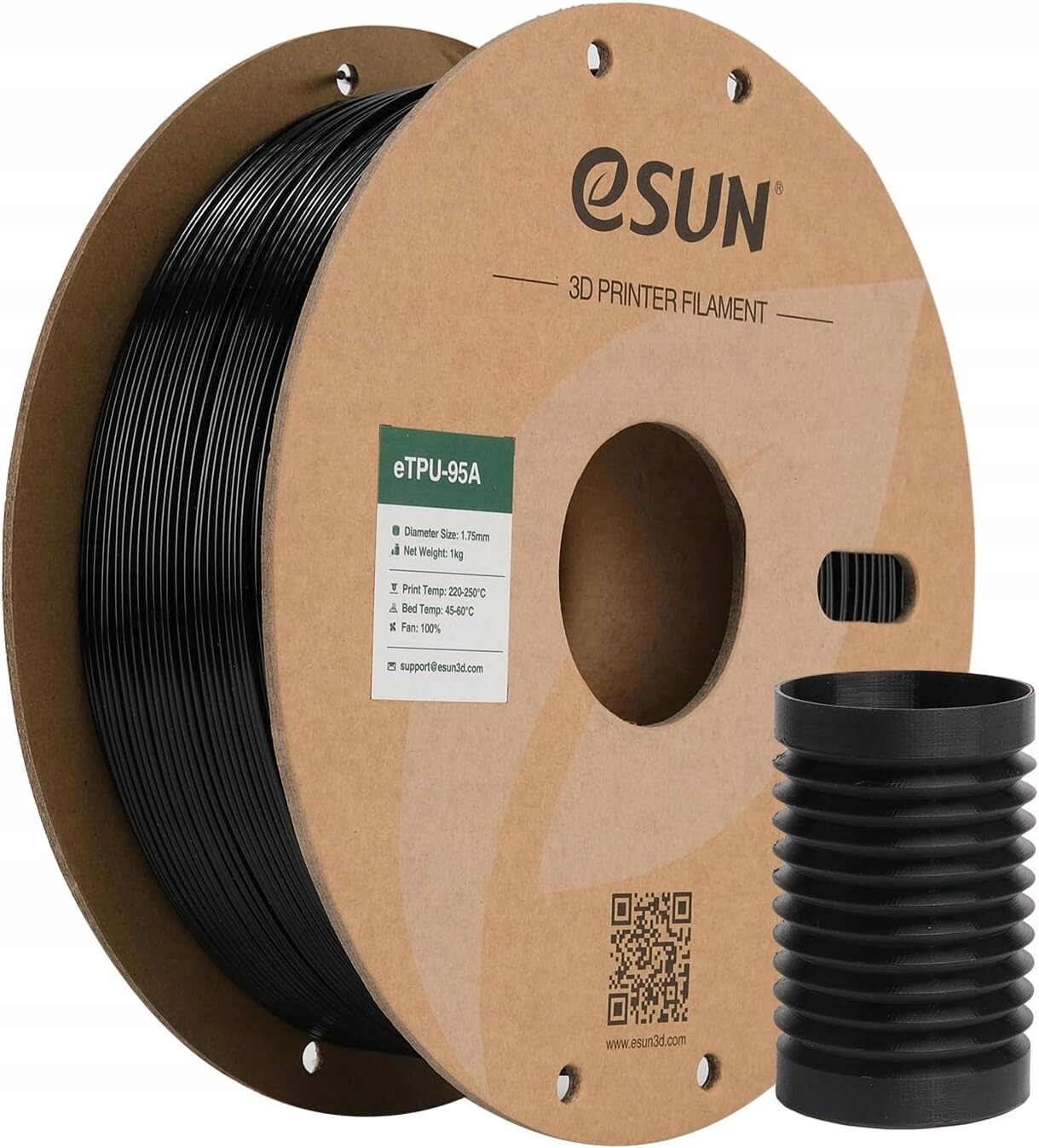 eSUN Tpu 95A Filament 175 mm Flexibilní černý pro 3D tiskárnu