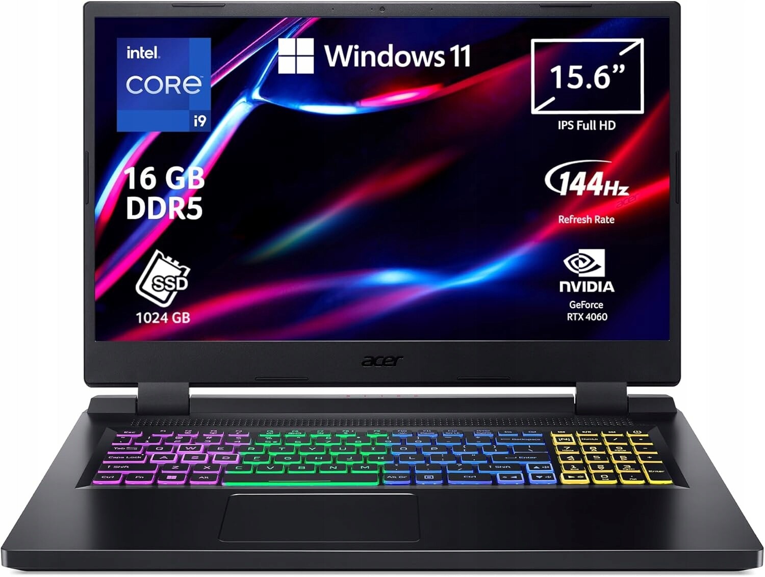 Notebook pro hráče Acer Nitro 5 i9-12900H 16GB DDR5 Rtx 4060 Tgp 140W 144Hz