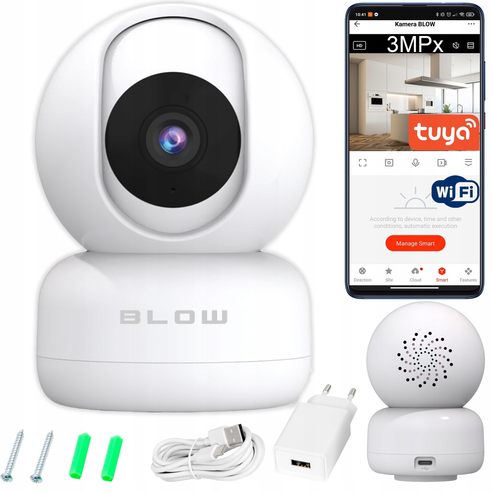 Otočná Kamera Wifi Ip 3MP Ultra Hd Chůvička Tuya Smart Audio