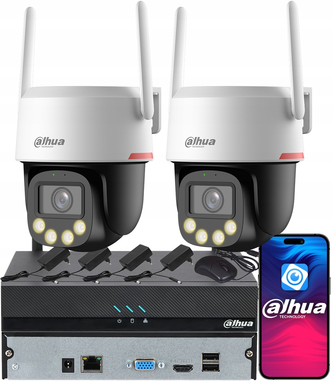 Monitorování Dahua 2x WiFi kamera 5MPx P5F-PV-PRO WizColor Venkovní Led Ai