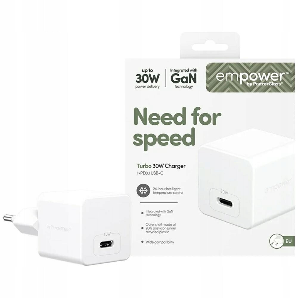 Síťová nabíječka empower by PanzerGlass Turbo 30W Usb-c stříbrná