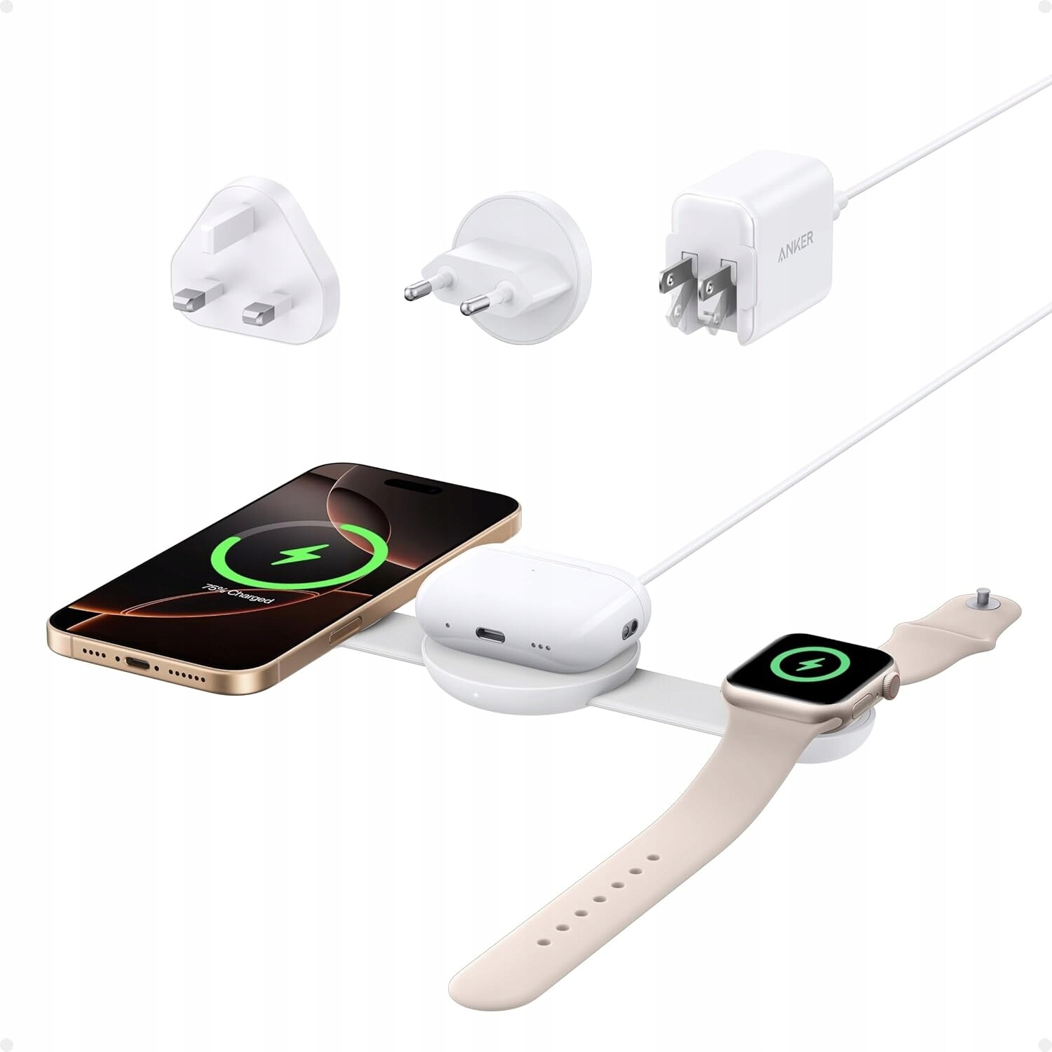 Anker MagGo Qi2 Nabíječka 3v1 skládací 15W iPhone Watch AirPods