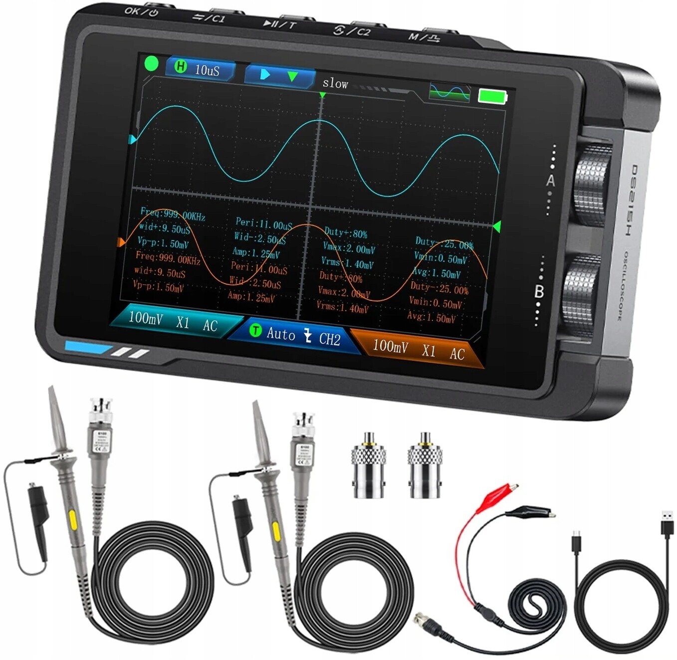 Digitální měřící zařízení s osciloskopem a generátorem signálu Fnirsi DS215H