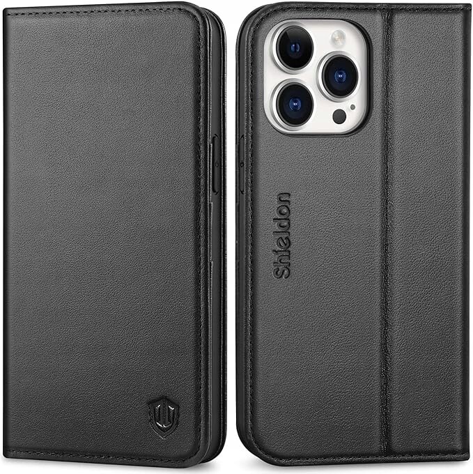 Shieldon přírodní pouzdro pro iPhone 14 Pro Max, Rfid pouzdro, černé