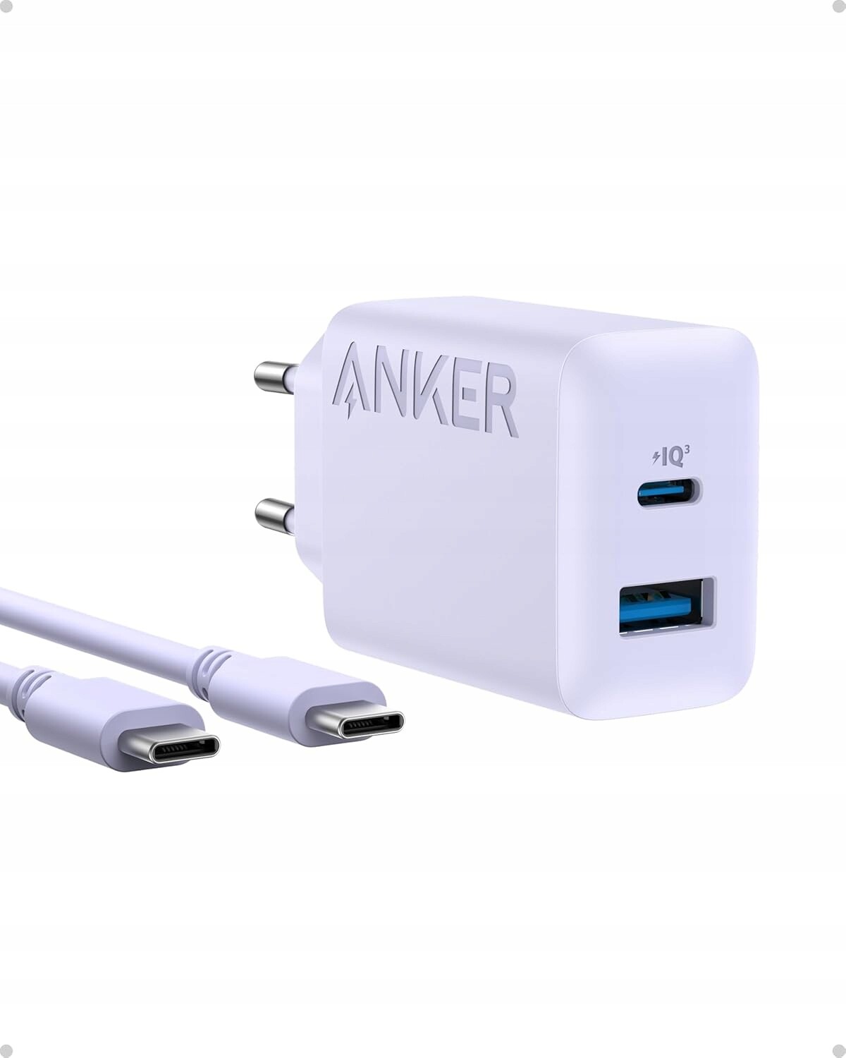 Anker Nabíječka Usb C 20W 2 portová iPhone 15 iPad Kabel Usb-c Fialová
