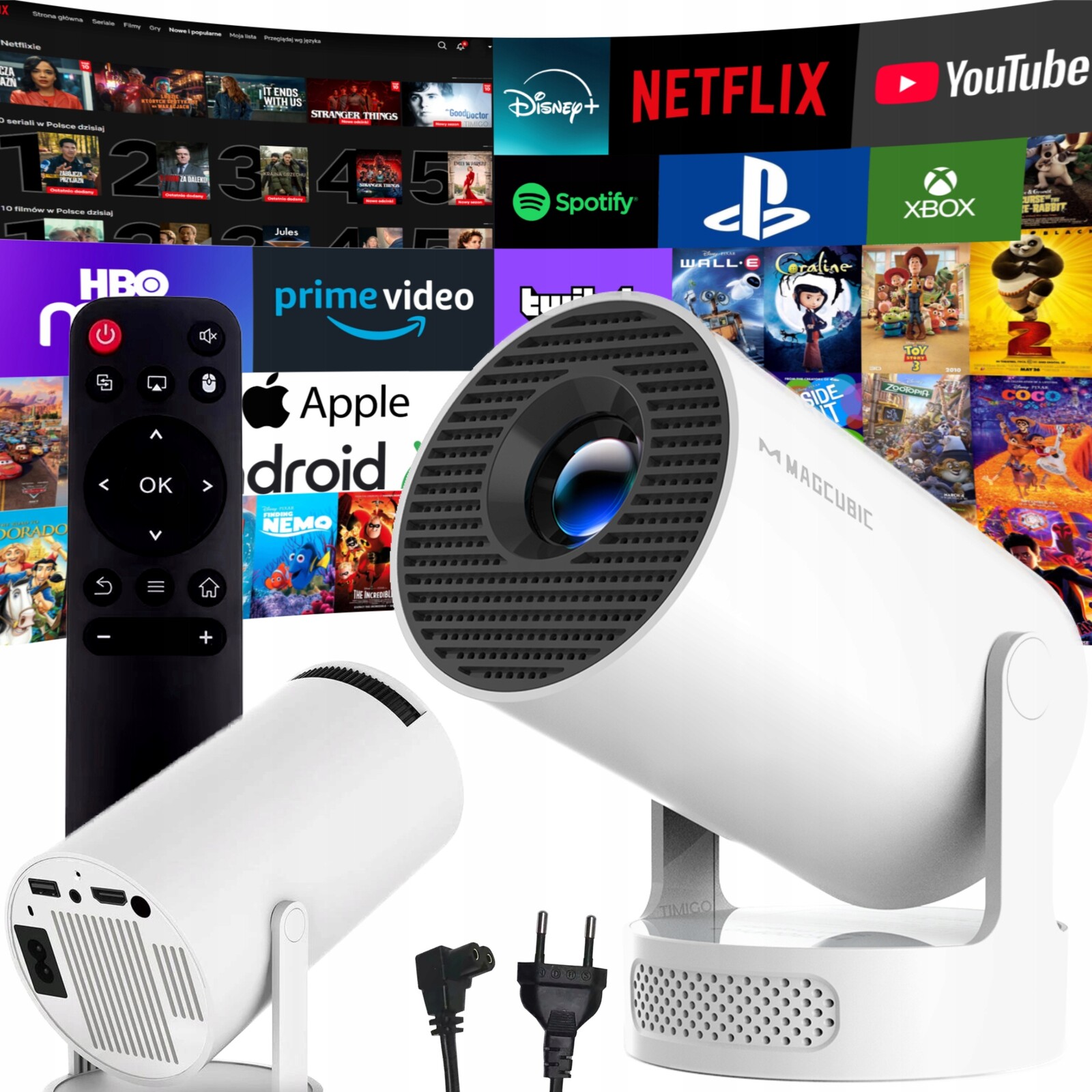 Projektor Android Magcubic HY300 Pro+ WiFi Led Mini reproduktor 5W Otočný