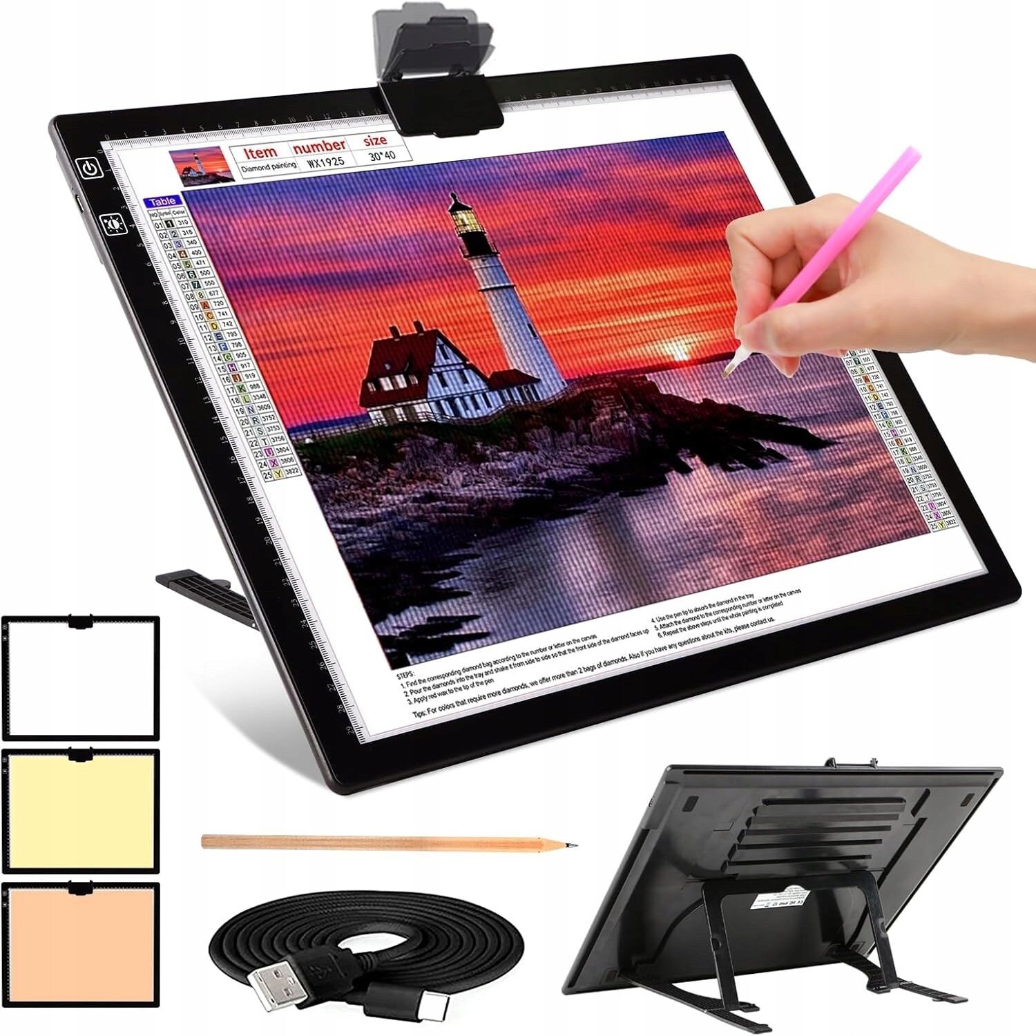 Led tabule A3 pro kreslení a kalkování, akumulátor, stativ