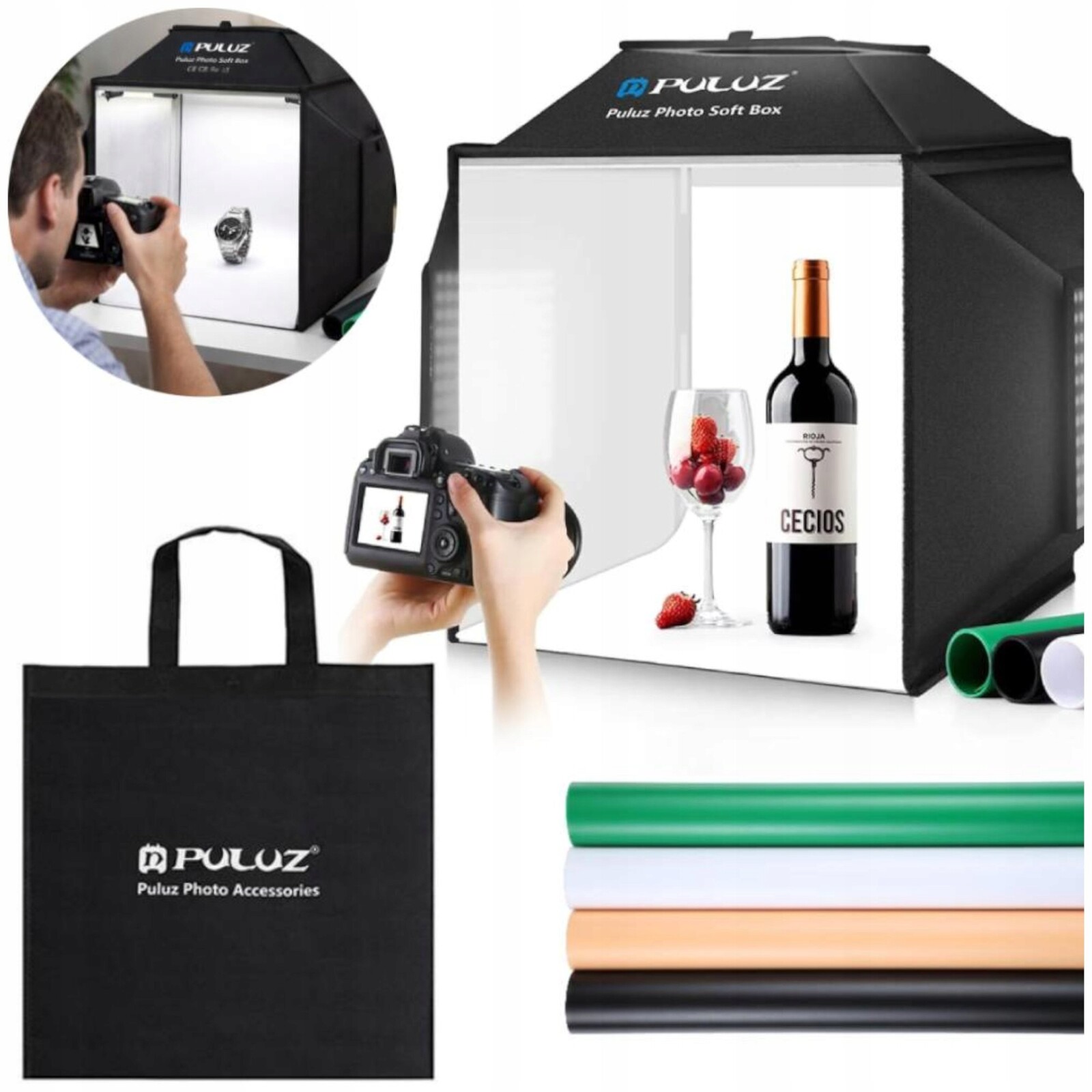 Puluz Stan Bezstínový 40 CM 5500K Led 72W Pro Produktovou Fotografii