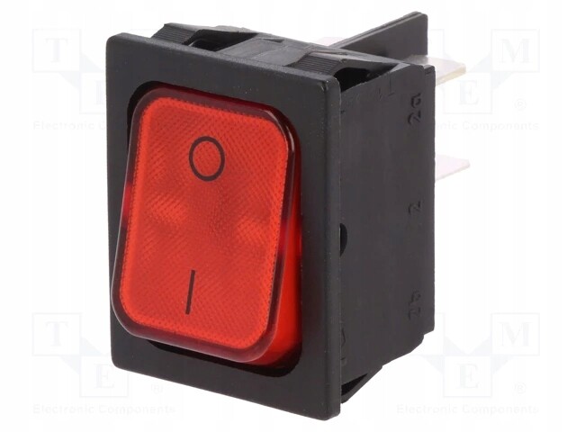 1835.3112 Rocker Dpst Poz 2 On-off 20A/250VAC červená žárovka IP40 (1 Ks)