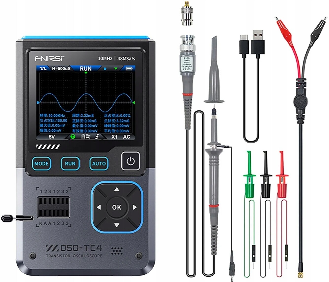 Digitální měřící zařízení s přenosným osciloskopem Fnirsi DSO-TC4