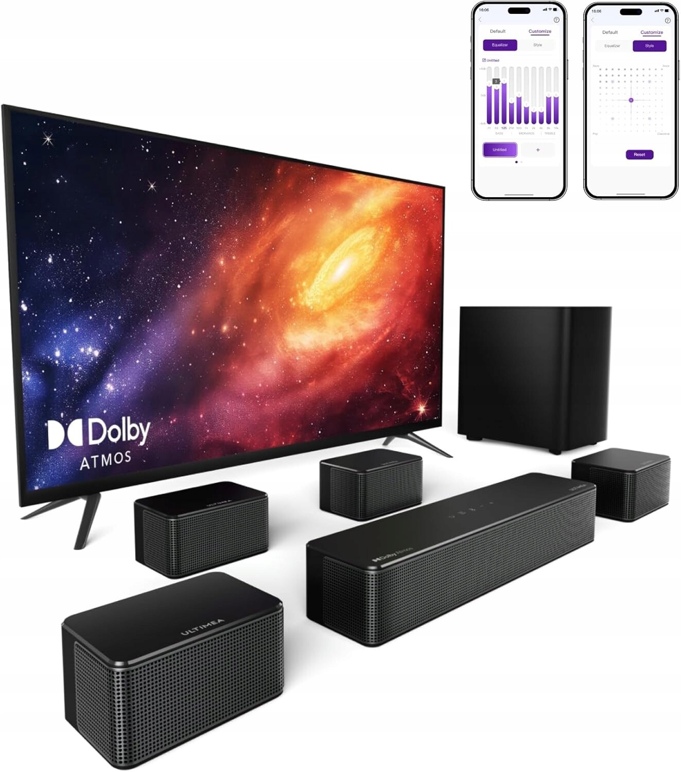 Ultimea Zvukový systém 7.1 Dolby Atmos 460W Soundbar s subwooferem