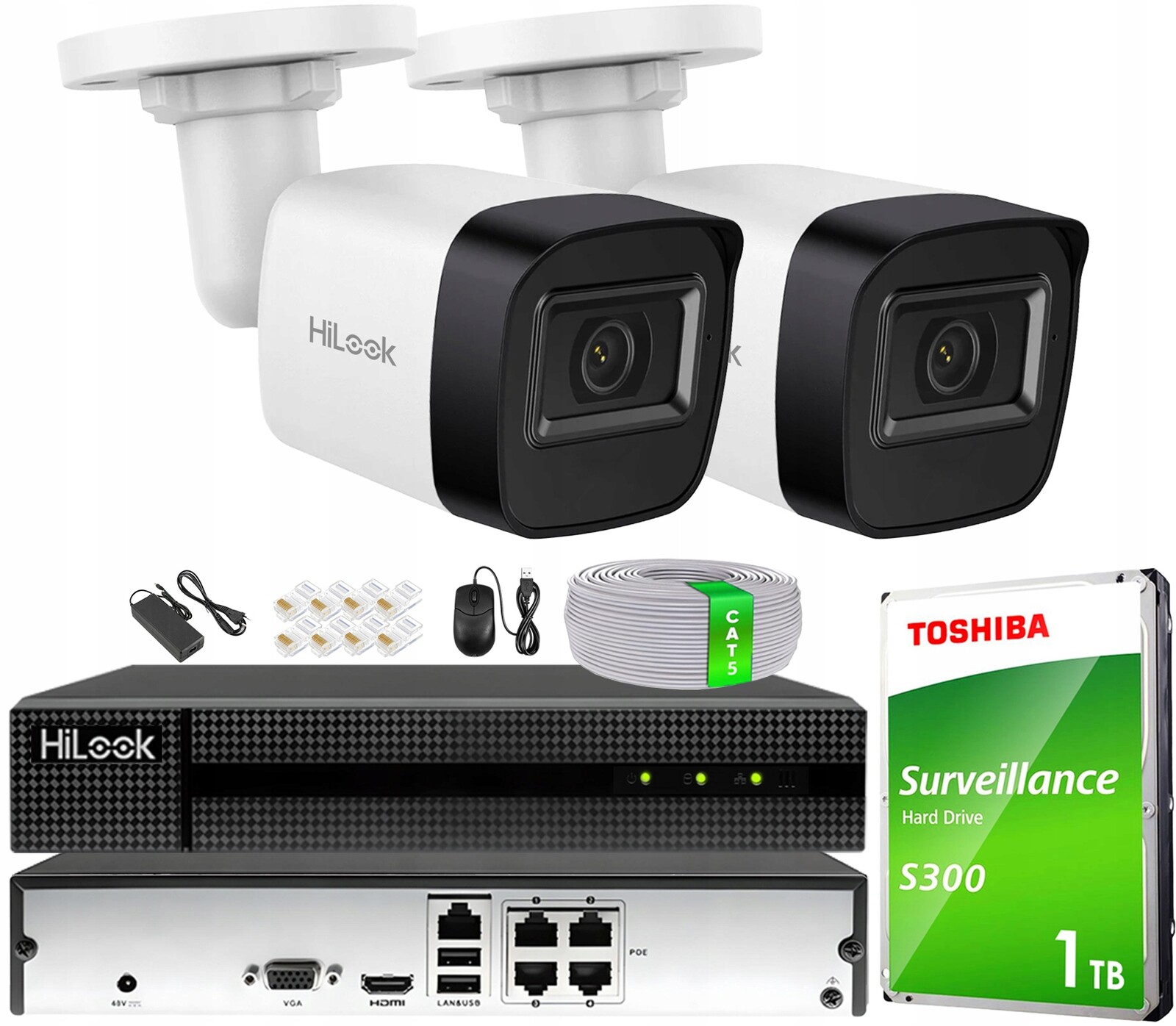 Sada Ip monitorování pro firmu 2 kamery 4Mpx na kroucený kabel 1TB Hdd rekordér