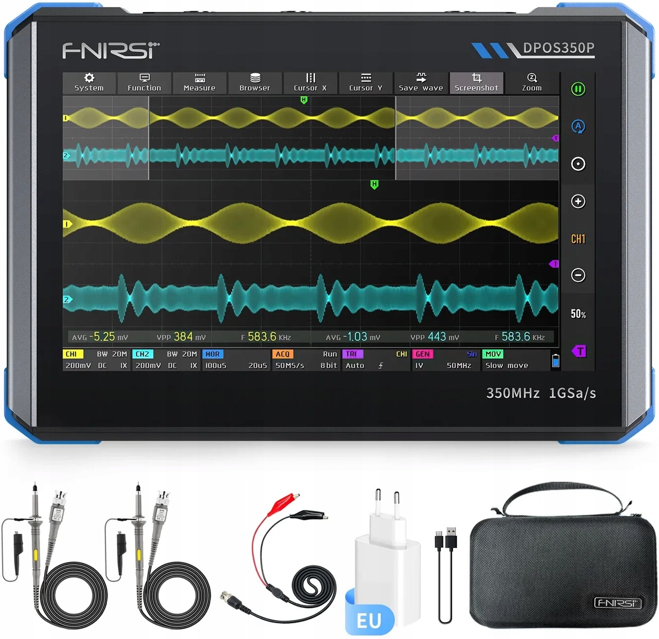Multimetr digitální osciloskop generátor analyzátor 4v1 Fnirsi DPOS350P