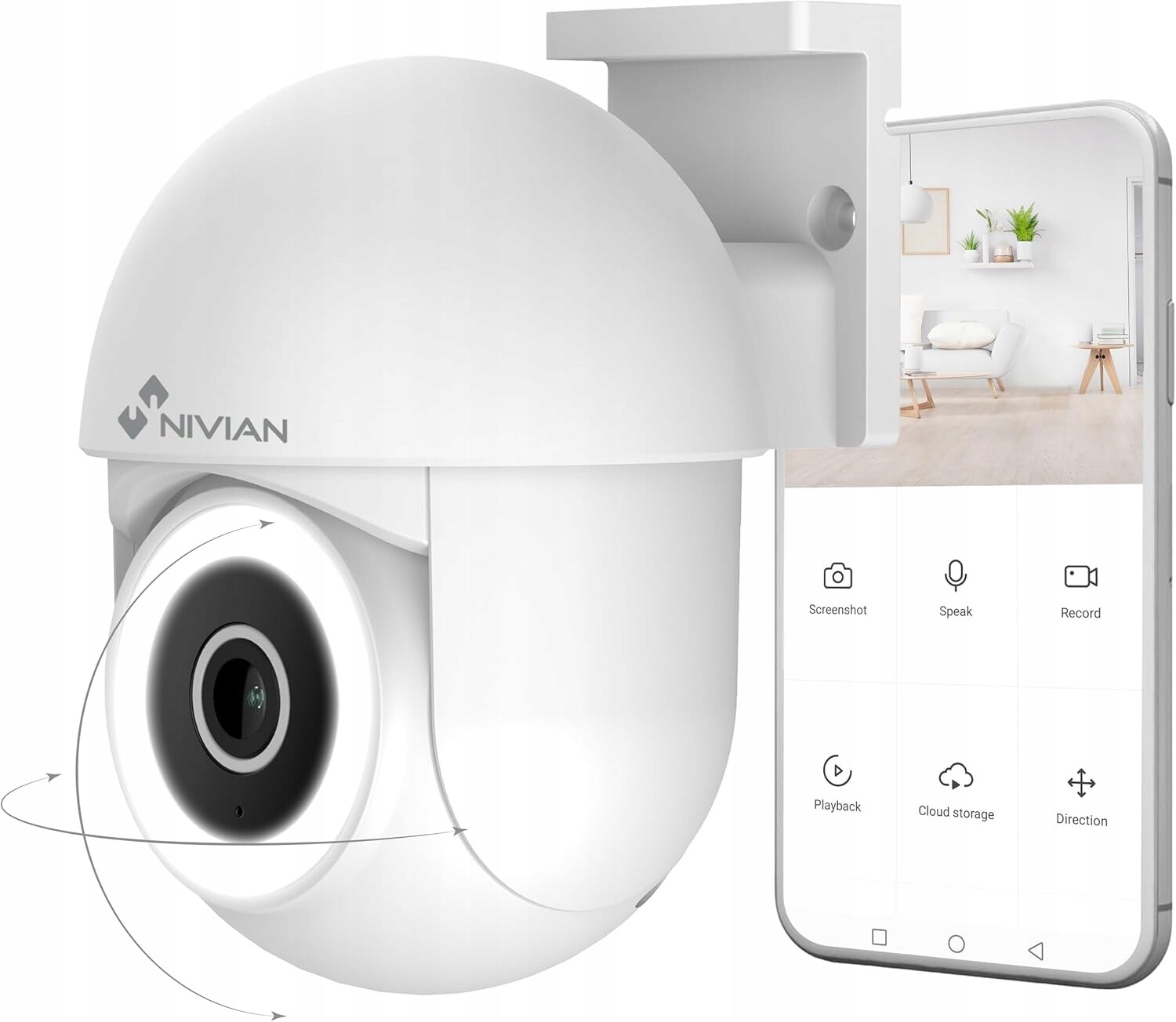 Nivian Ptz kamera 2K 3MP WiFi 360 Ir obousměrné sledování IP65 Tuya
