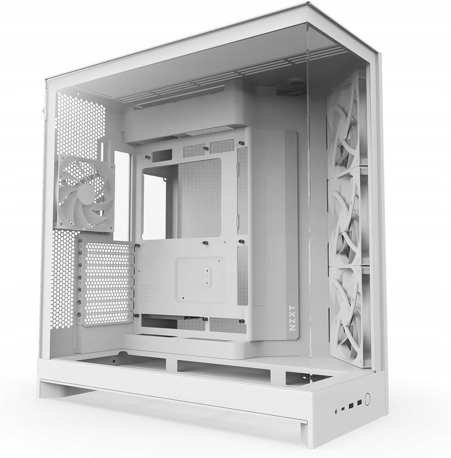 Nzxt H9 Flow 2025 Bílá Počítačová Skříň Atx Dvoukomorové Sklo Back Connect 420 mm