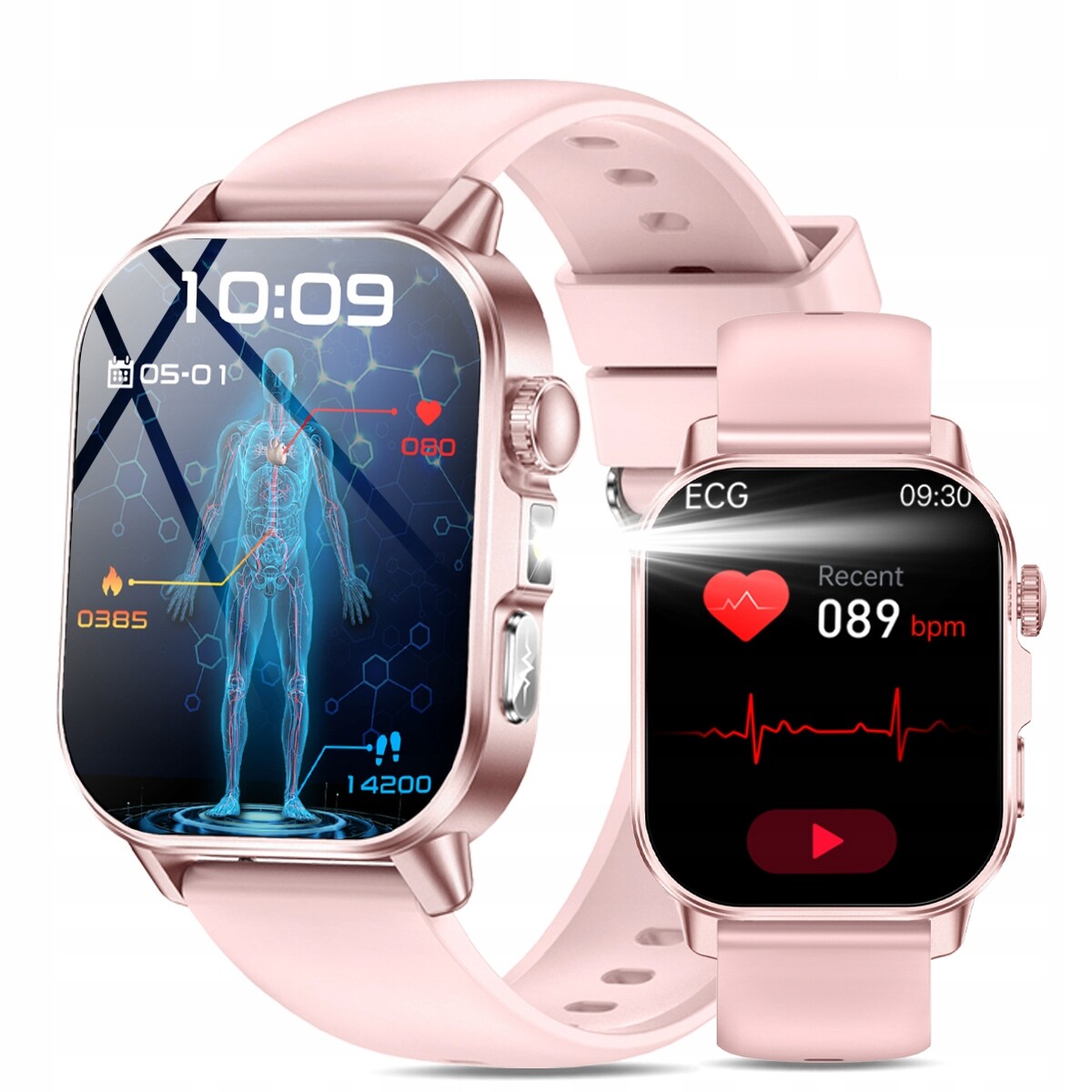 Chytré hodinky Ekg pro seniory, monitor pulsu a glukózy v krvi, měření Bmi, variabilita srpen/srpen SpO2