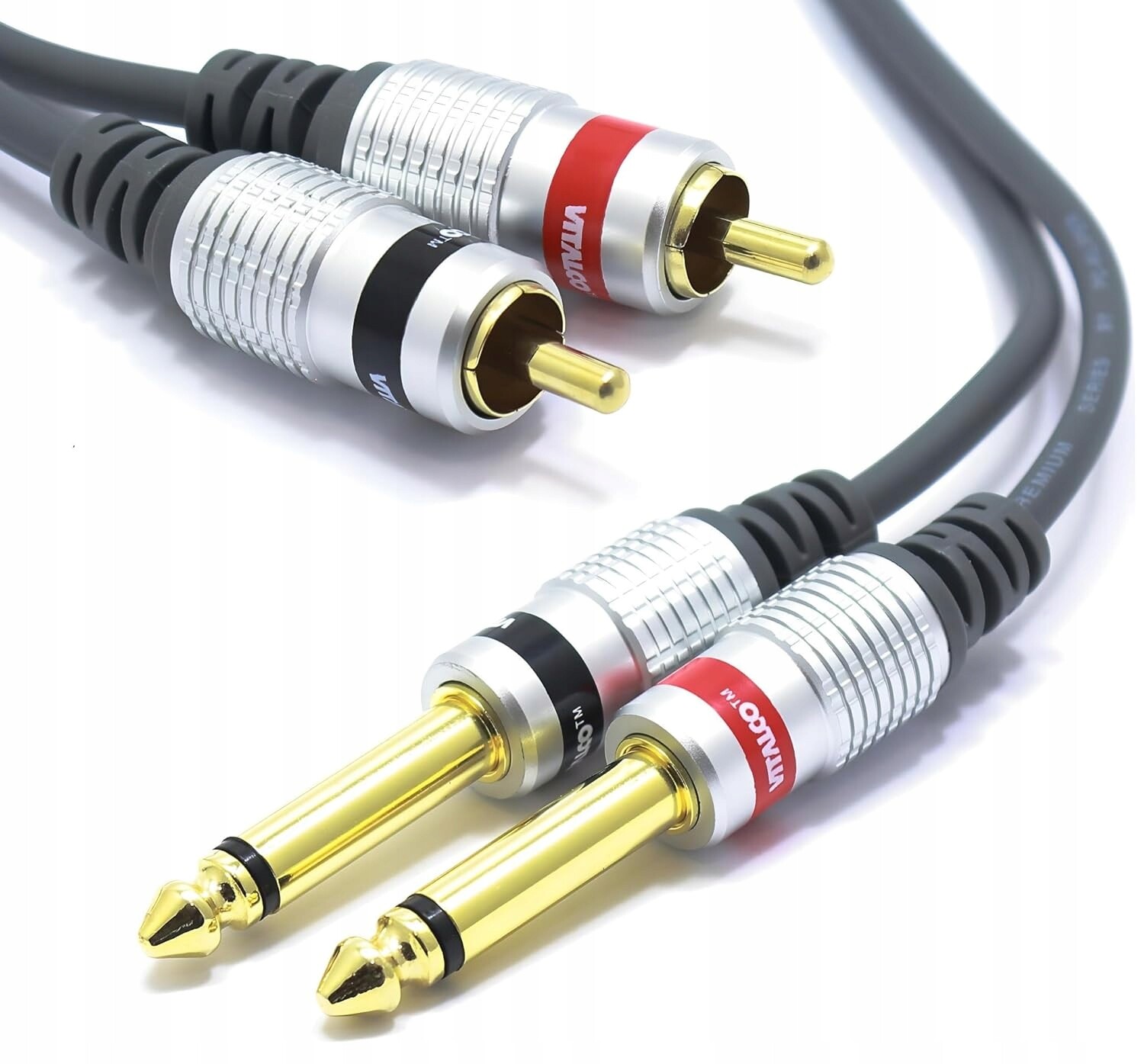 Kabel Jack 6,3 Mono Ts 2x Rca 1,5 m Vitalco Ofc Audio studiový