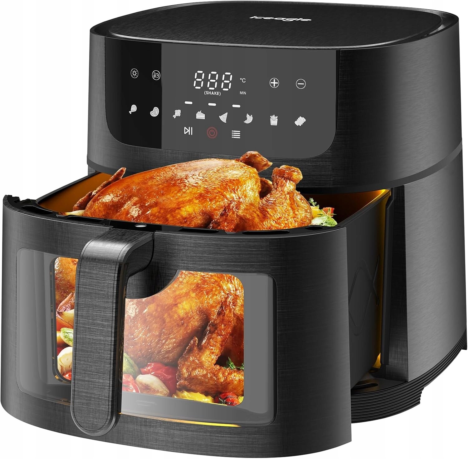 Fritéza Air Fryer 9L Velké okénko 1800W Digitální displej 8 programů