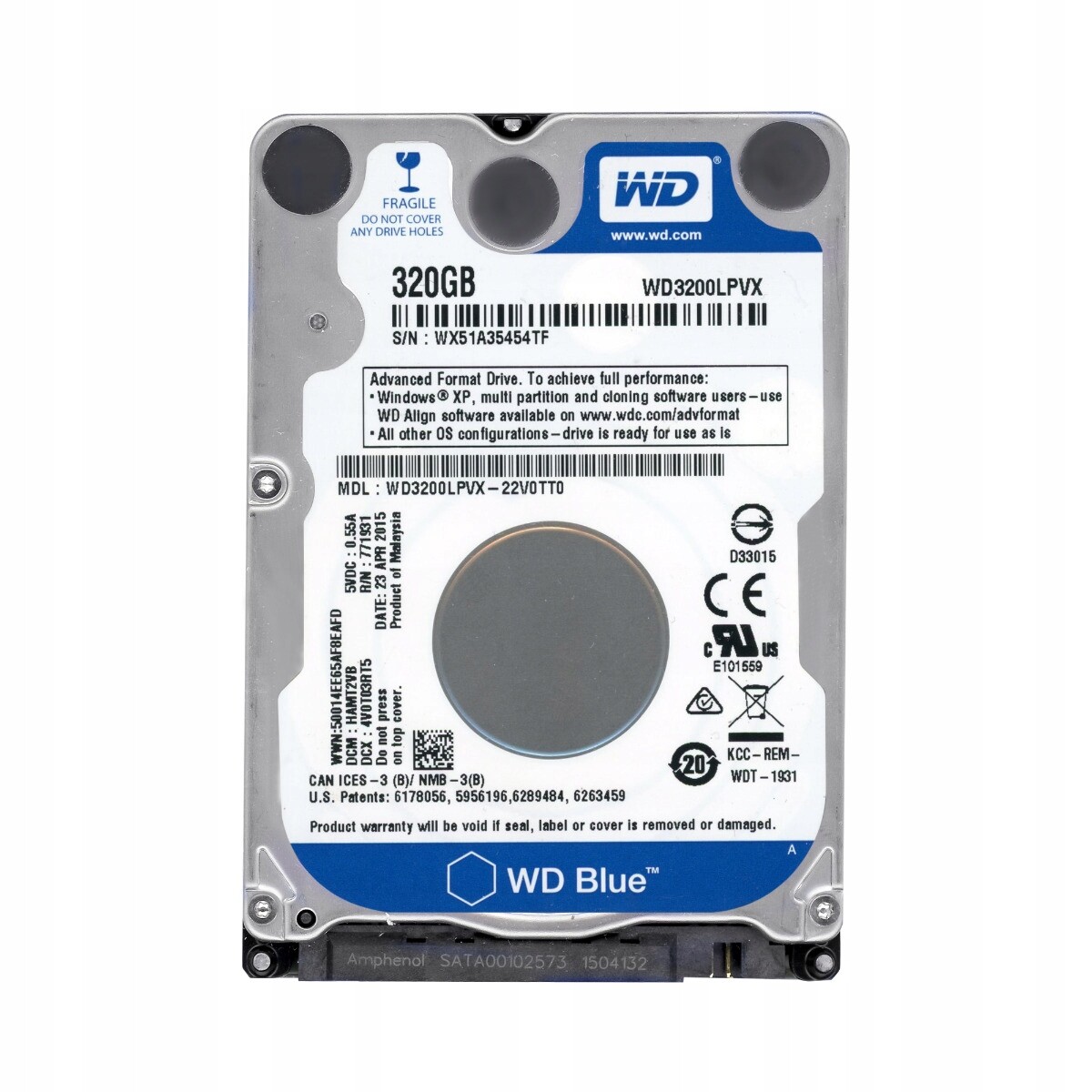 Wd Blue WD3200LPVX 320GB 5.4k Sata III 8MB 2.5''