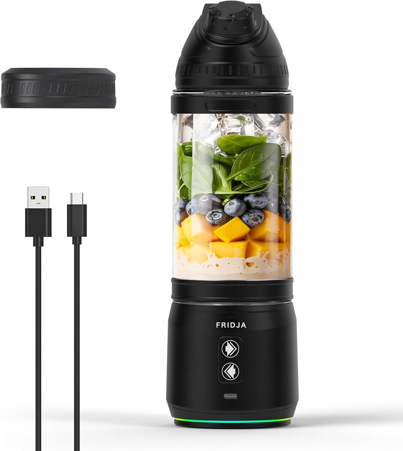 Výkonný přenosný mixér Fridja F500 240W Akumulátorový pro Smoothie